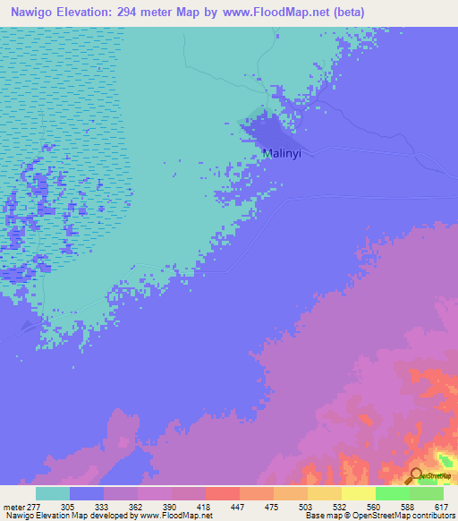 Nawigo,Tanzania Elevation Map