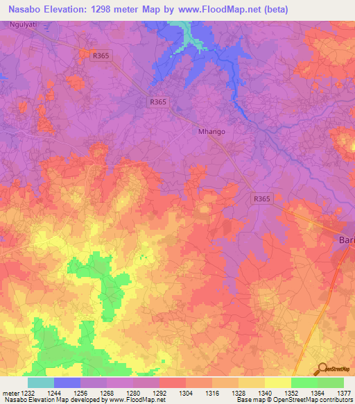 Nasabo,Tanzania Elevation Map