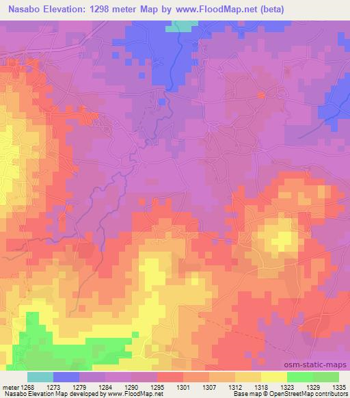 Nasabo,Tanzania Elevation Map