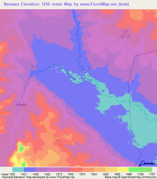 Narwara,Tanzania Elevation Map