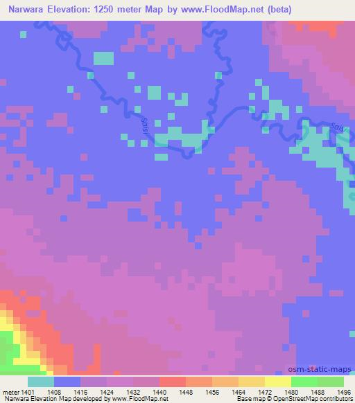 Narwara,Tanzania Elevation Map