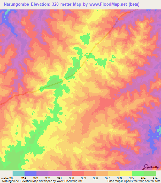 Narungombe,Tanzania Elevation Map