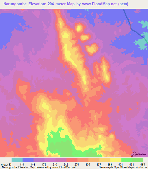 Narungombe,Tanzania Elevation Map