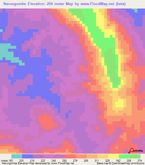 Narungombe,Tanzania Elevation Map