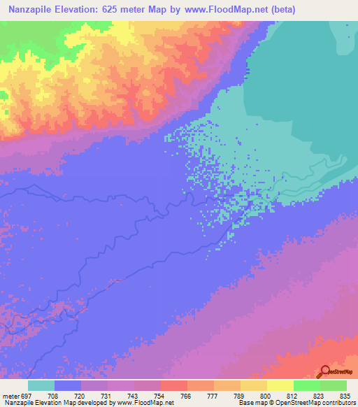 Nanzapile,Tanzania Elevation Map