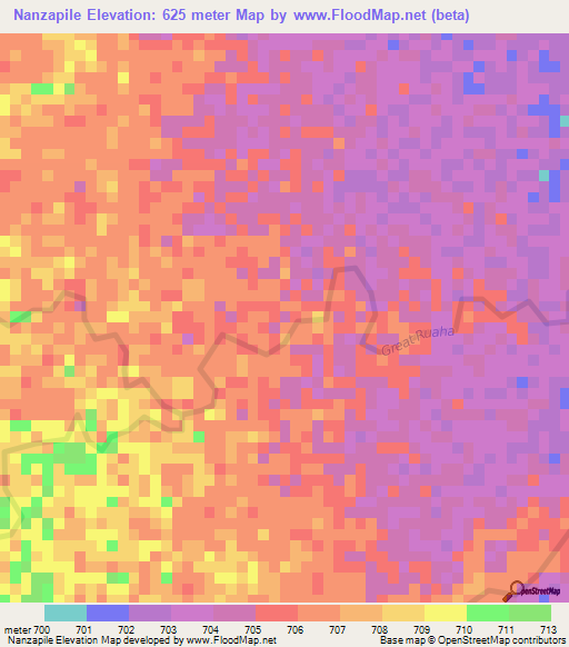 Nanzapile,Tanzania Elevation Map