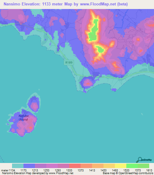 Nansimo,Tanzania Elevation Map