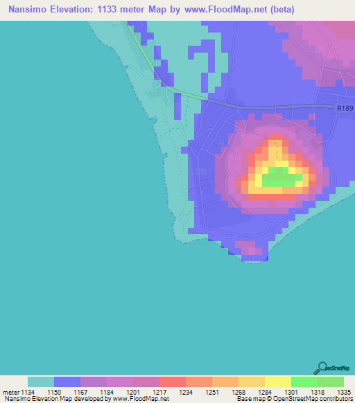 Nansimo,Tanzania Elevation Map