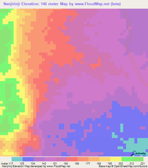 Nanjirinji,Tanzania Elevation Map