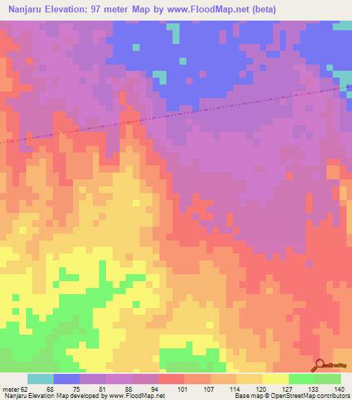 Nanjaru,Tanzania Elevation Map