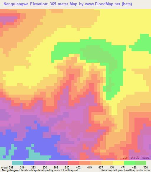 Nangulangwa,Tanzania Elevation Map