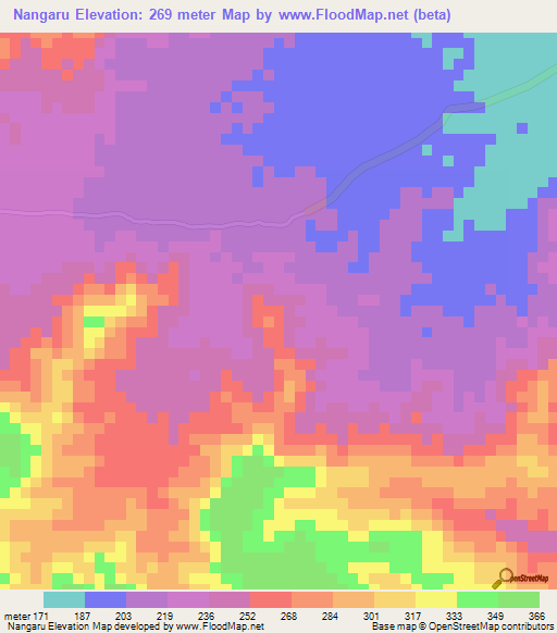 Nangaru,Tanzania Elevation Map