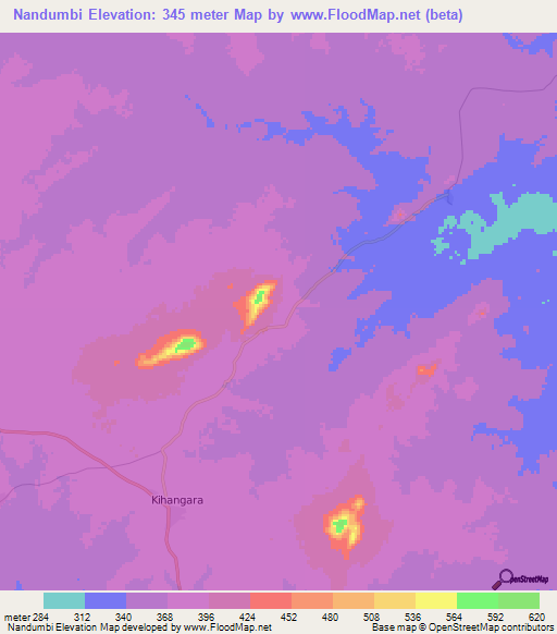 Nandumbi,Tanzania Elevation Map