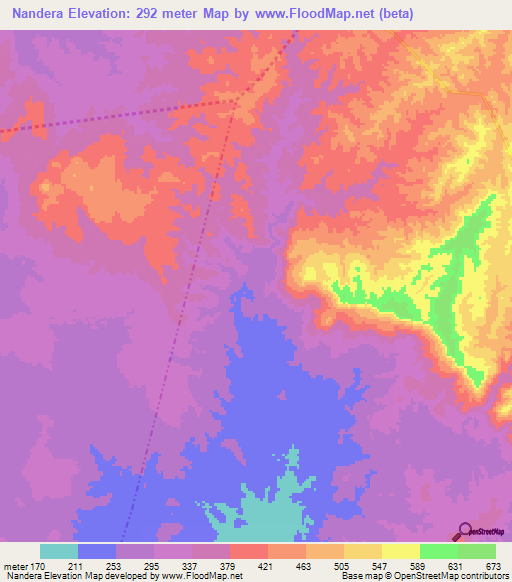 Nandera,Tanzania Elevation Map