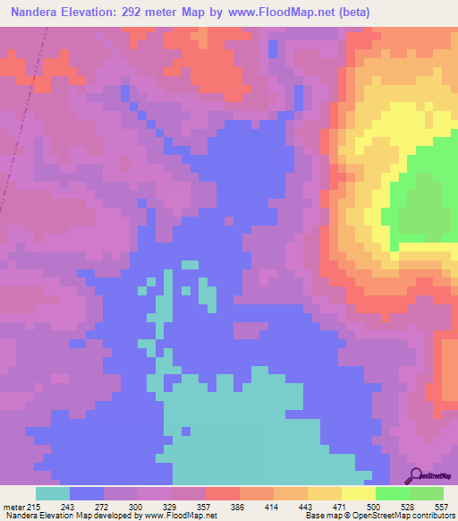 Nandera,Tanzania Elevation Map