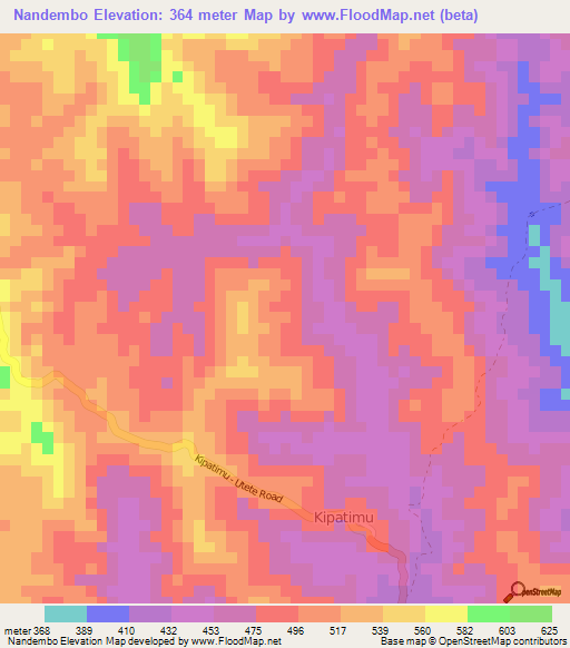 Nandembo,Tanzania Elevation Map