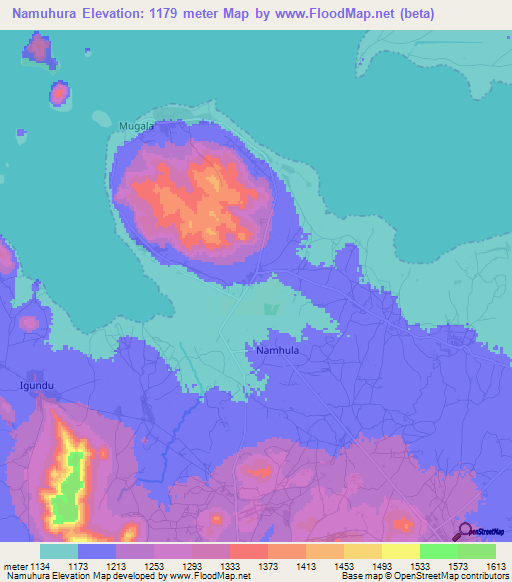 Namuhura,Tanzania Elevation Map