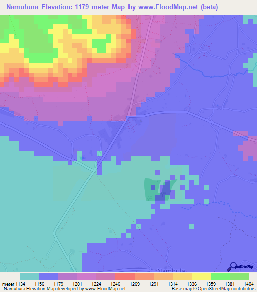 Namuhura,Tanzania Elevation Map