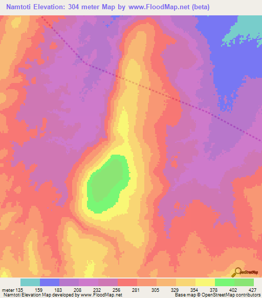 Namtoti,Tanzania Elevation Map