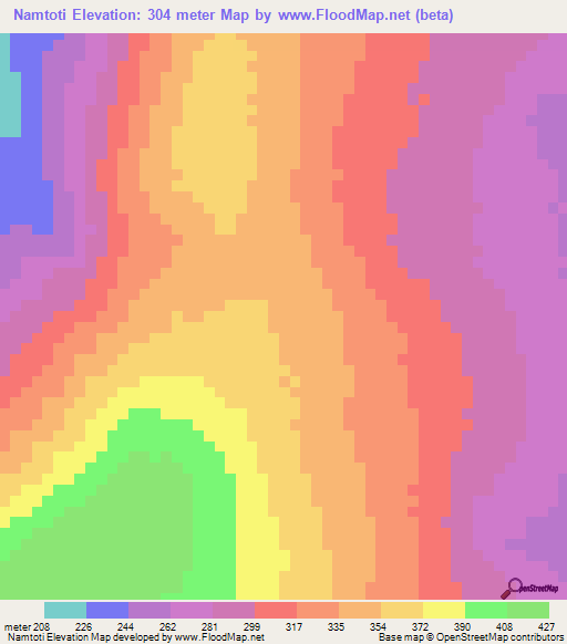 Namtoti,Tanzania Elevation Map