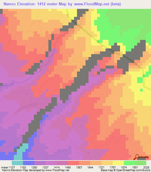 Namro,Tanzania Elevation Map