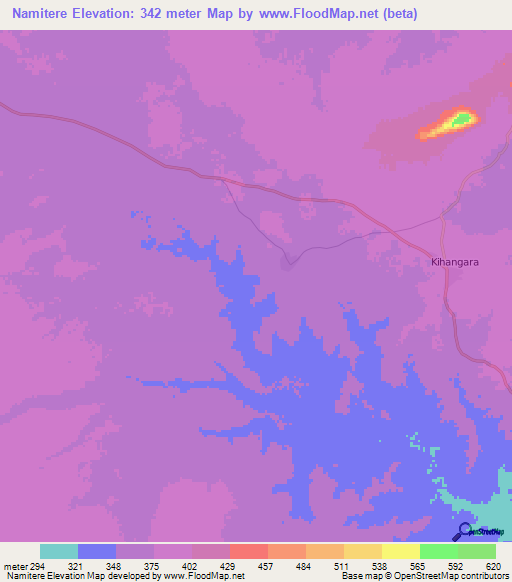 Namitere,Tanzania Elevation Map