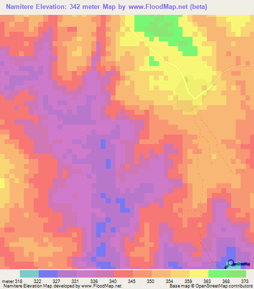 Namitere,Tanzania Elevation Map