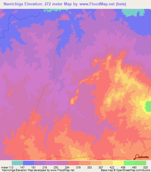 Namichiga,Tanzania Elevation Map