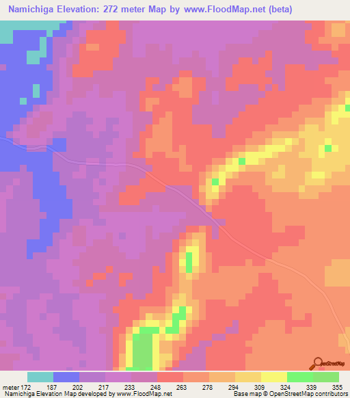 Namichiga,Tanzania Elevation Map