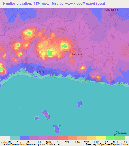 Namibu,Tanzania Elevation Map