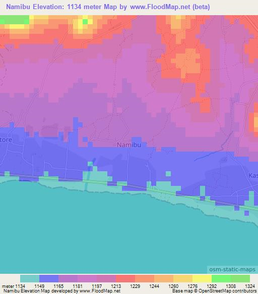 Namibu,Tanzania Elevation Map