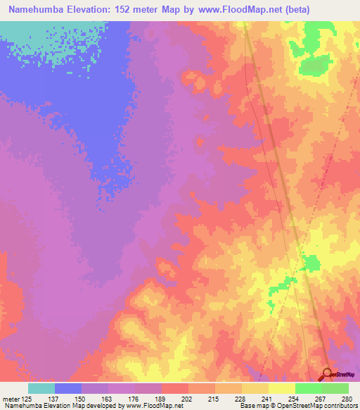 Namehumba,Tanzania Elevation Map