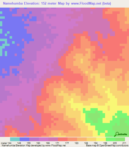 Namehumba,Tanzania Elevation Map