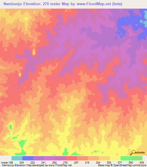 Nambunju,Tanzania Elevation Map