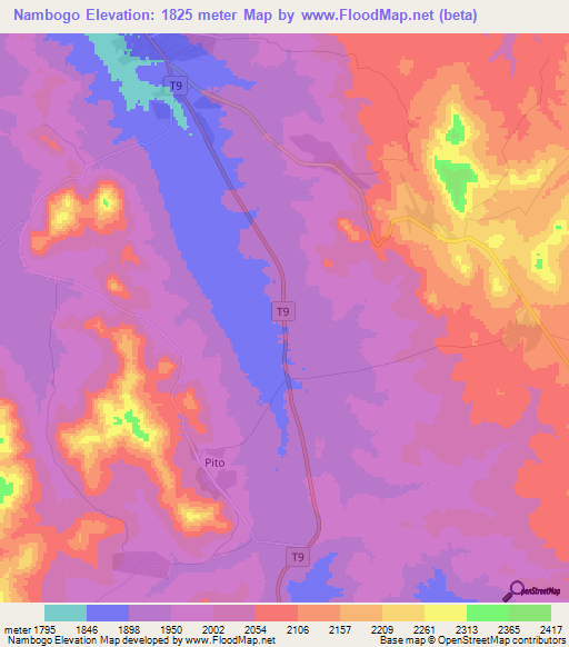 Nambogo,Tanzania Elevation Map