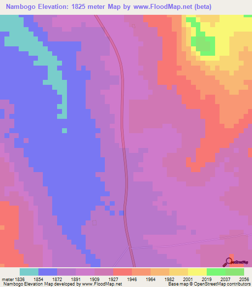 Nambogo,Tanzania Elevation Map