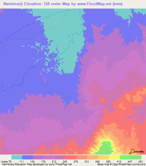 Nambiranji,Tanzania Elevation Map