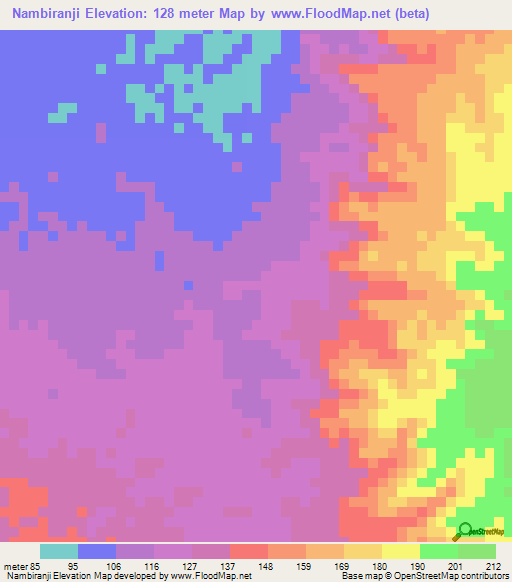 Nambiranji,Tanzania Elevation Map