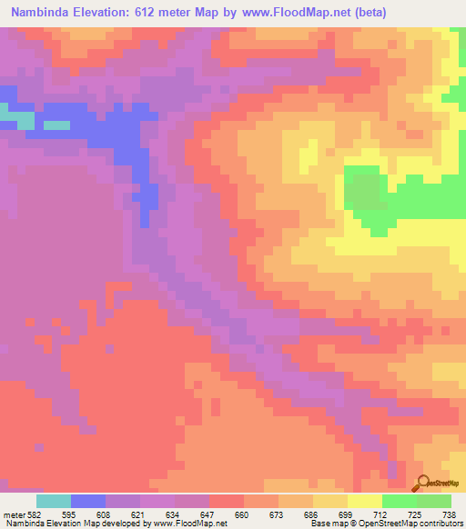 Nambinda,Tanzania Elevation Map