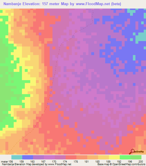 Nambanje,Tanzania Elevation Map