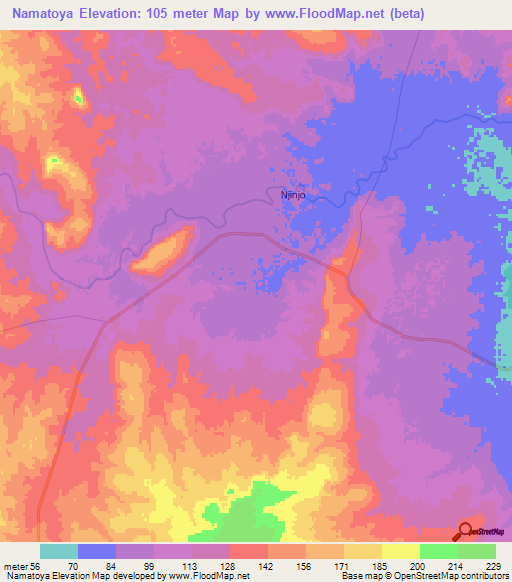 Namatoya,Tanzania Elevation Map