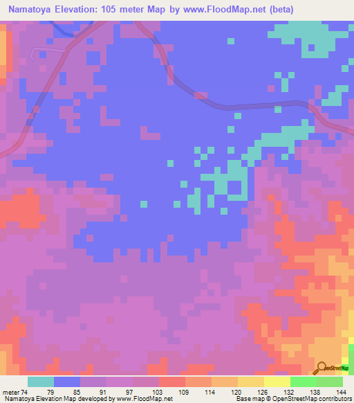 Namatoya,Tanzania Elevation Map