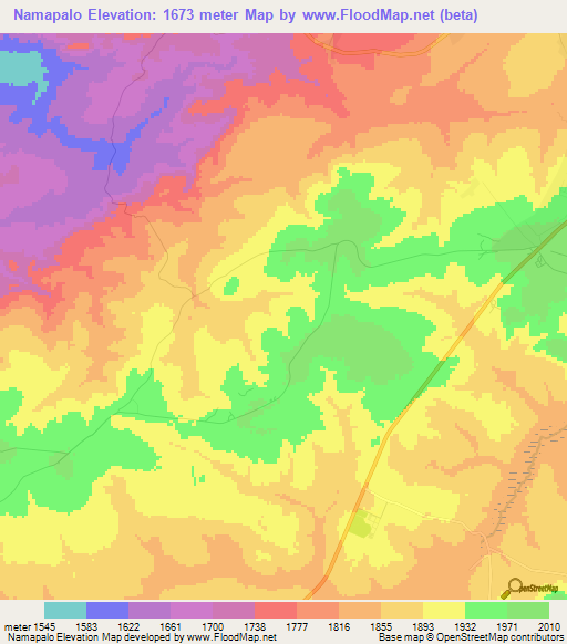 Namapalo,Tanzania Elevation Map