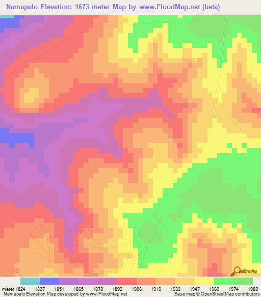 Namapalo,Tanzania Elevation Map