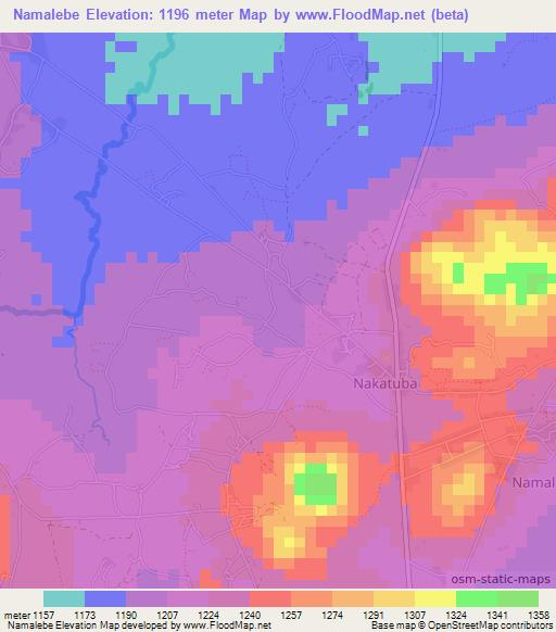 Namalebe,Tanzania Elevation Map