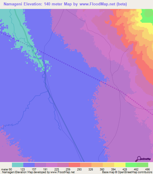 Namageni,Tanzania Elevation Map