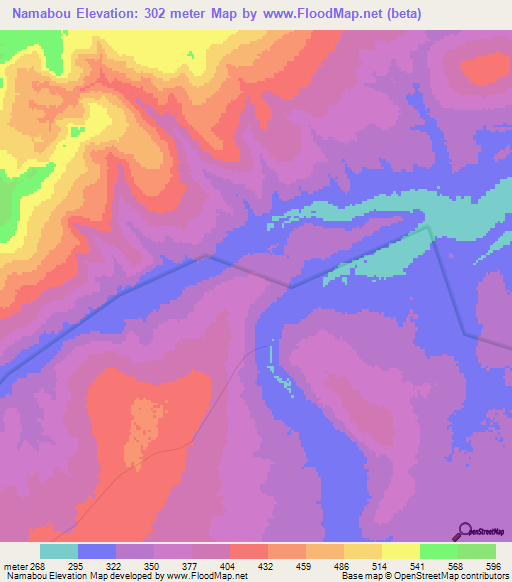 Namabou,Tanzania Elevation Map