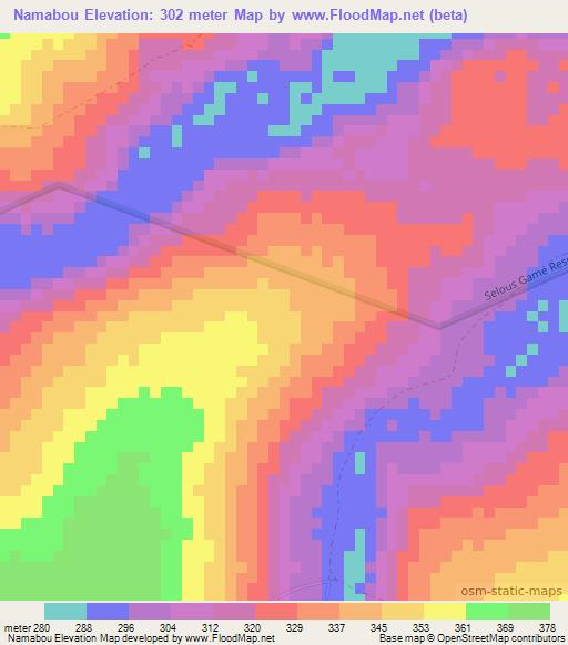 Namabou,Tanzania Elevation Map