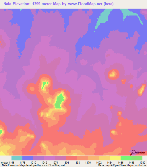 Nala,Tanzania Elevation Map