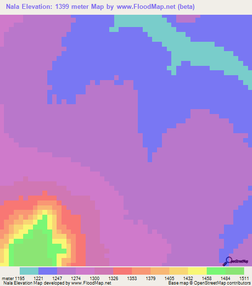 Nala,Tanzania Elevation Map